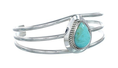 Navajo Turquoise Tear Drop Sterling Silver Cuff Bracelet X10431